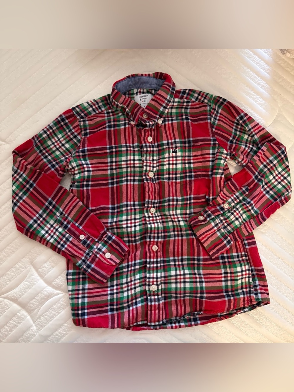 crown & ivy Red Plaid Button-Down Shirt for Kids size 6